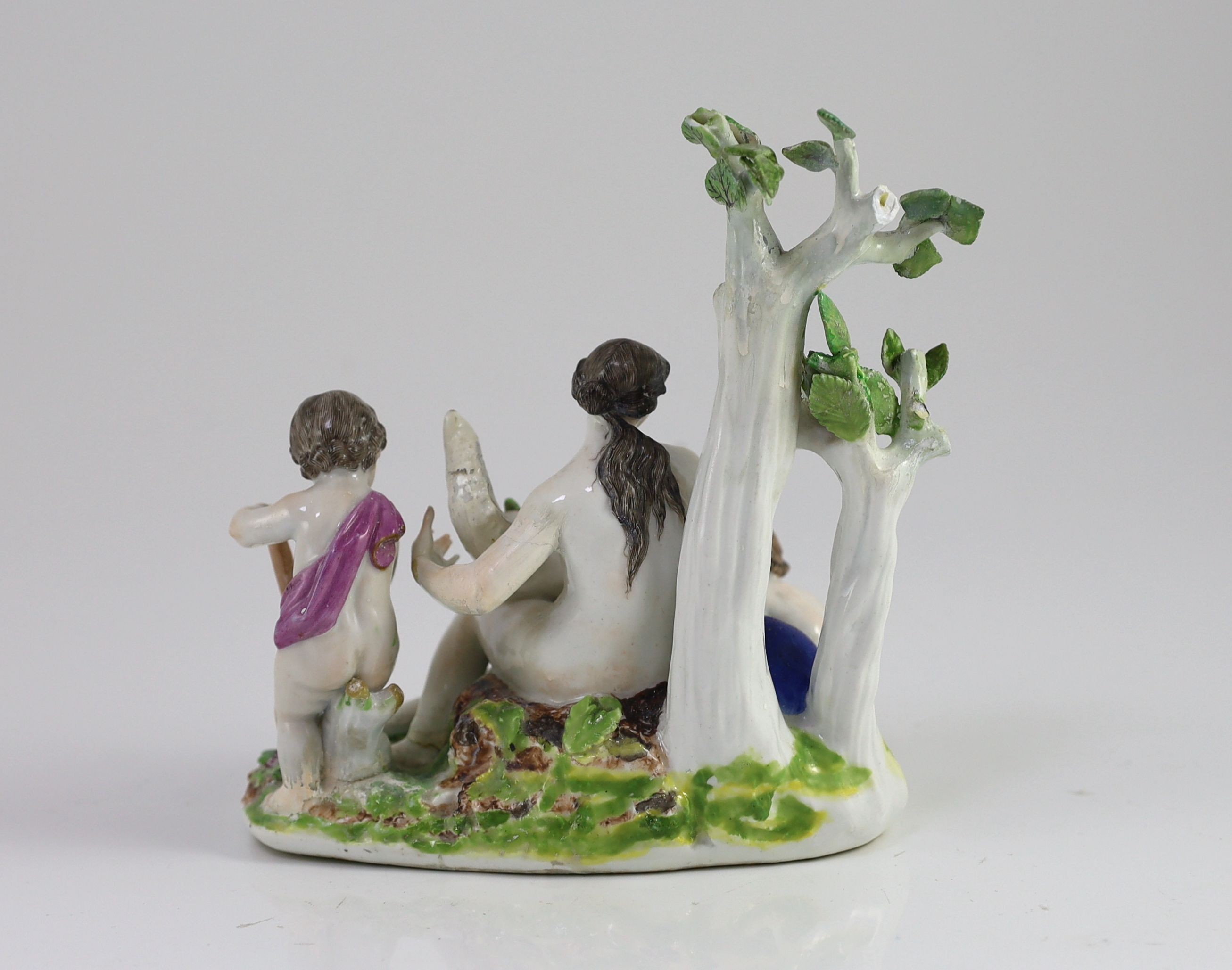 A Meissen allegorical group, late 18th century, 17cm high, restored